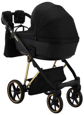 Універсальна коляска 2 в 1 Adamex Belissa Special Edidion (Gold) PS-569 чорний - чорна шкіра (перфорація)