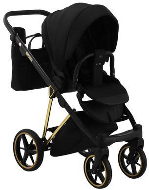 Універсальна коляска 2 в 1 Adamex Belissa Special Edidion (Gold) PS-569 чорний - чорна шкіра (перфорація)