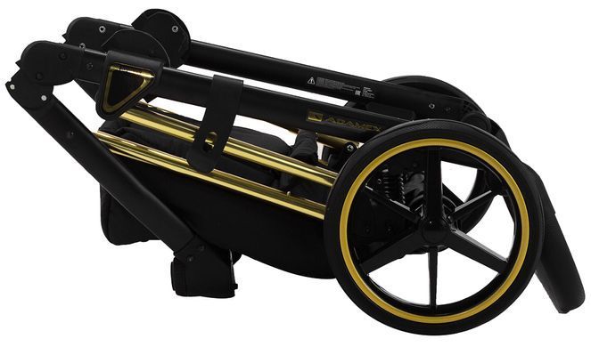 Універсальна коляска 2 в 1 Adamex Belissa Special Edidion (Gold) PS-569 чорний - чорна шкіра (перфорація)