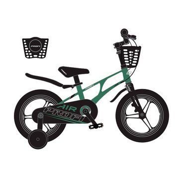Двоколісний дитячий велосипед PROF1 AIR PRO 18д. MB 181059 dark green зі страховими коліщатками, регульована висота сидіння, дзвінок і кошик на кермі