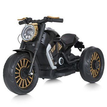 Детский электромотоцикл Bambi Racer M 5048EL-2 черный с аккумулятором, 2 мотора, передние и задние фары со светом, музыка