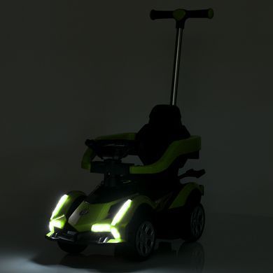Детский электромобиль 3в1 Bambi Racer M 5781EBLR-5 зеленый с функцией каталки-толокара, родительская ручка, пульт дистанционного управления, подсветка