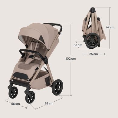 Прогулянкова коляска Lionelo BETT BEIGE SAND з капюшоном XXL, органайзер ThermBag, амортизація