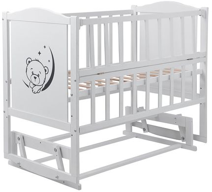Ліжко Babyroom Тедді Т-02 фігурний бильце, маятник, відкидний бік білий