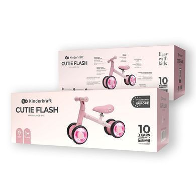 Каталка-біговел Kinderkraft Cutie Flash Pink (KRCUFL00PNK0000) колеса з підсвічуванням, стійка конструкція, обмежувач повороту керма до 135&deg;