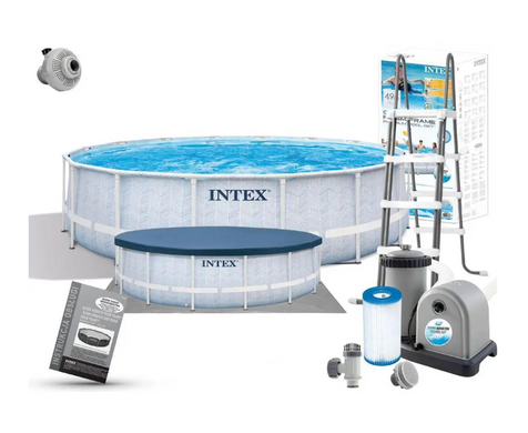 Каркасный бассейн INTEX 26746 + фильтр, стремянка, тент и подкладка 488х122 см 19156 литров