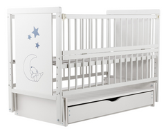 Ліжко Babyroom Ведмедик M-03 маятник, ящик, відкидний бік бук білий