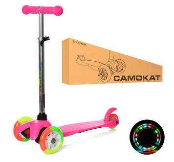 Дитячий самокат iTrike MINI BB 3-013-4-A-P1 з колесами,що світяться рожевий