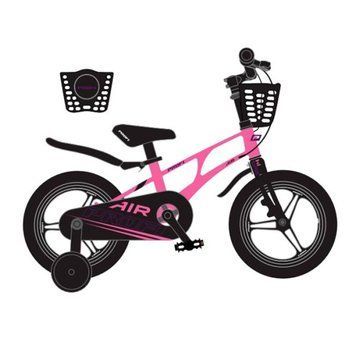 Двоколісний дитячий велосипед PROF1 AIR PRO 18д. MB 181059 pink зі страховими коліщатками, регульована висота сидіння, дзвінок і кошик на кермі