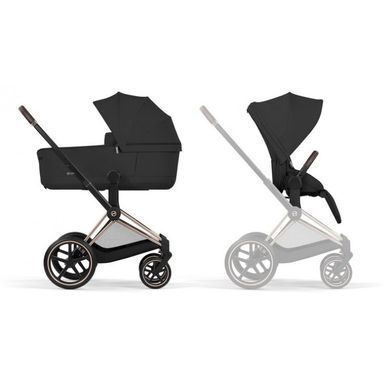 Коляска 2в1 Cybex Priam Style Collection 5.0 Sepia Black шасі Rosegold з реверсивним блоком, великі колеса, ремені безпеки One Pull, складання люльки з шасі