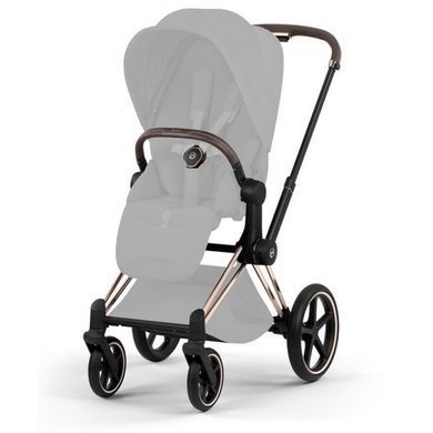 Коляска 2в1 Cybex Priam Style Collection 5.0 Sepia Black шасі Rosegold з реверсивним блоком, великі колеса, ремені безпеки One Pull, складання люльки з шасі