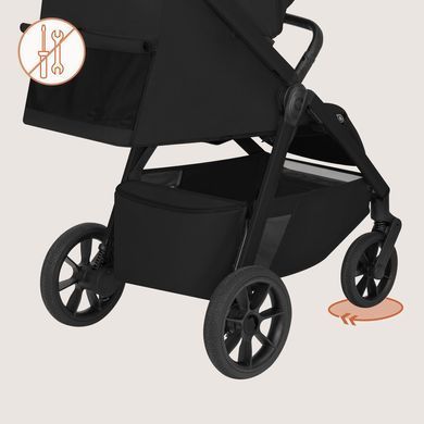Прогулочная коляска Lionelo BETT BLACK ONYX с капюшоном XXL, органайзер ThermBag, амортизация