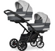 Коляска для двійні 2 в 1 Riko Team Duo 01 (сіра шкіра, світло-сіра тканина)