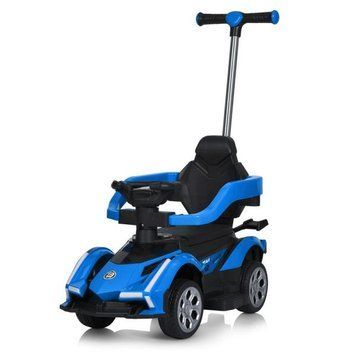 Дитячий електромобіль 3в1 Bambi Racer M 5781EBLR-4 синій з функцією каталки-толокара, батьківська ручка, пульт дистанційного керування, підсвітка
