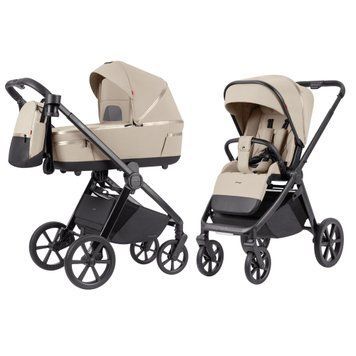 Универсальная коляска 2 в 1 Carrello Omega+ CRL-6540/1 Solar Beige с реверсивным прогулочным блоком и с фонариком LED