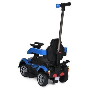 Дитячий електромобіль 3в1 Bambi Racer M 5781EBLR-4 синій з функцією каталки-толокара, батьківська ручка, пульт дистанційного керування, підсвітка