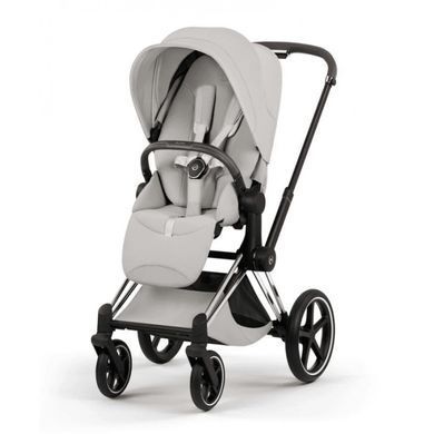 Коляска 2в1 Cybex Priam Style Collection 5.0 City Grey шасі Chrome з реверсивним блоком, великі колеса, ремені безпеки One Pull, складання люльки з шасі