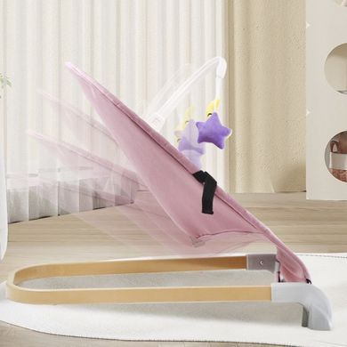 Шезлонг-гойдалка Adbor Cloud 601 pink баунсер з дугою та іграшками, ергономічний чохол, легка вага