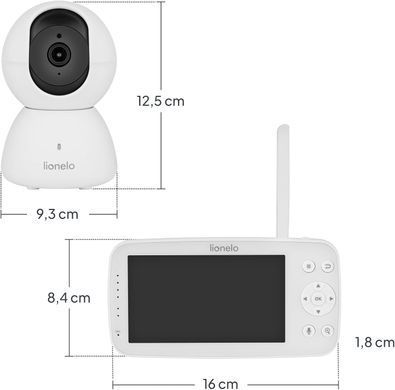 Відеоняня Lionelo BABYLINE 8.4 з режимом нічного бачення, керування через додаток, функція виявлення плачу, руху та звуків