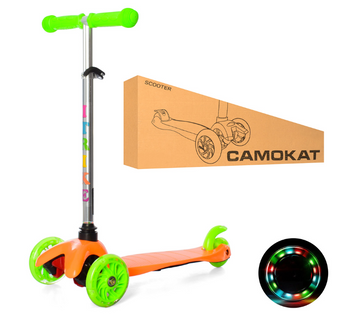 Детский самокат iTrike MINI BB 3-013-4-C-OR с светящимися колесами оранжевый