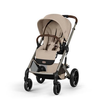 Коляска 2в1 Cybex Balios S Lux Almond Beige Taupe Frame со складной люлькой, большие колеса, амортизация Advanced Comfort