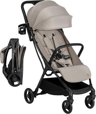 Прогулочная коляска Lionelo AGIA BEIGE SAND с автоматической сборкой, легкий вес, для путешествий, съемный бампер