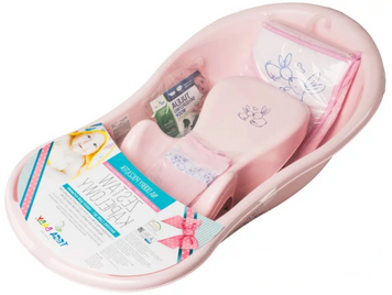 Дитяча ванна з набором аксесуарів TEGA BABY 86 см зайчики pink