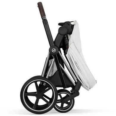 Коляска 2в1 Cybex Priam Style Collection 5.0 Off White шасі Chrome з реверсивним блоком, великі колеса, ремені безпеки One Pull, складання люльки з шасі