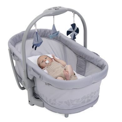 Приставне дитяче ліжечко Chicco Baby Hug Pro 5в1 Earl Grey функція шезлонгу та стільця для годування, переносне ліжечко