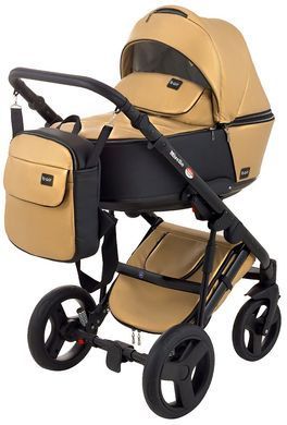 Коляска 2 в 1 Bair Mirello Plus кожа 100% MP-38 золото перламутр - черный