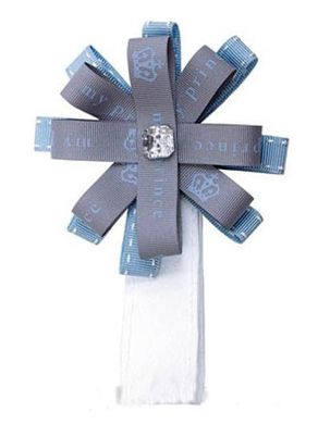 Аксессуары для коляски Roan Бантик на магните голубой-серый (голубая корона и надпись)