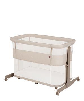 Приставная кровать-манеж 2в1 CARRELLO Picto CRL-16506 Aori Beige 6 уровней высоты, съемный текстиль, колеса для перемещения, матрац в комплекте