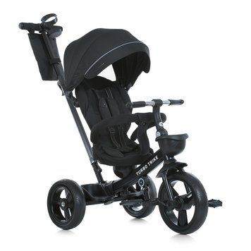 Триколісний велосипед TURBOTRIKE MT 1001-1 Elegant Black з поворотним сидінням на 360, захист від сповзання, телескопічна батьківська ручка