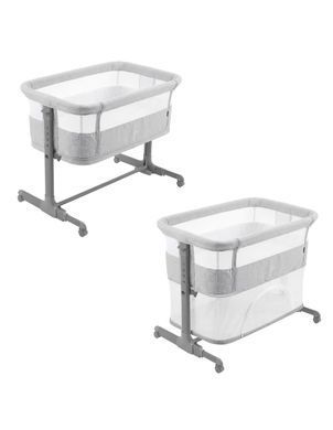 Приставне ліжко-манеж 2в1 CARRELLO Picto CRL-16506 Tao Grey 6 рівнів висоти, знімний текстиль, колеса для переміщення, матрац у комплекті