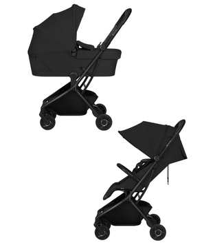 Коляска 2в1 Lionelo SIA FLEX BLACK ONYX легка та компактна, люлька складається з шасі, матрац AiryDots