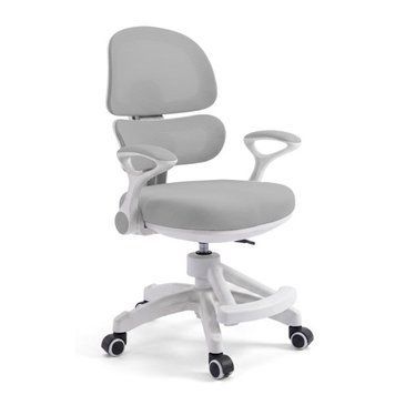 Детское компьютерное кресло BAMBI M 6482-11 серое с регулировкой высоты, спинка с сеткой, подлокотники