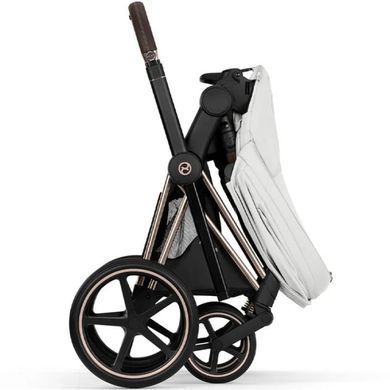 Коляска 2в1 Cybex Priam Style Collection 5.0 Off White шасі Rosegold з реверсивним блоком, великі колеса, ремені безпеки One Pull, складання люльки з шасі