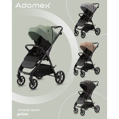 Прогулянкова коляска Adamex Prime Black з чохлом для ніжок у комплекті, магнітна пряжка в ременях безпеки, регулювання висоти ручки