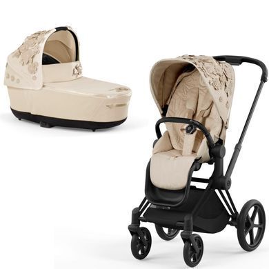 Универсальная коляска 2 в 1 Cybex Priam 4.0 Simply Flowers Beige шасси Chrome Brown