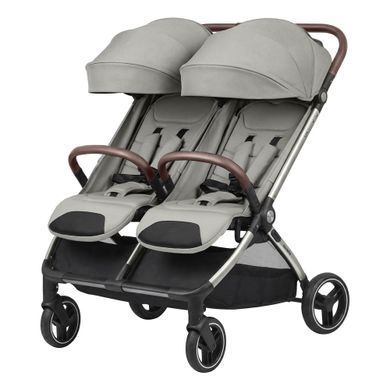 Прогулочная коляска для двойни Carrello Link CRL-6533 Cliff Grey с автоматической и компактной сборкой, колеса Elastic Rubber, механическая регулировка спинки