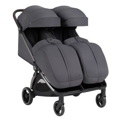 Прогулянкова коляска для двійні Carrello Link CRL-6533 Cliff Grey з автоматичним і компактним складанням, колеса Elastic Rubber, механічне регулювання спинки