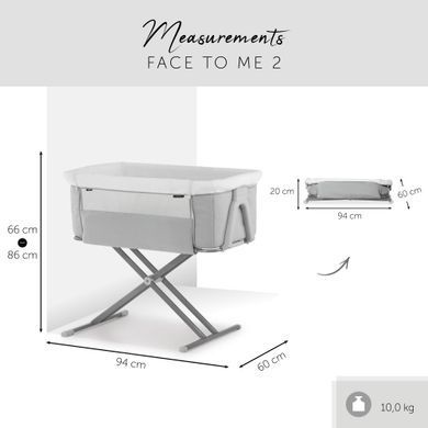 Приставная детская кроватка Hauck Face to Me 2 Melange Grey