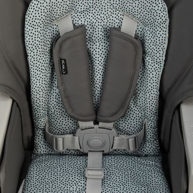 Стульчик для кормления MoMi GOJO Grey с двойным подносом, 7 уровней высоты, корзина для игрушек, чехол из экокожи, колесики