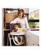 Стульчик для кормления MoMi GOJO Grey с двойным подносом, 7 уровней высоты, корзина для игрушек, чехол из экокожи, колесики