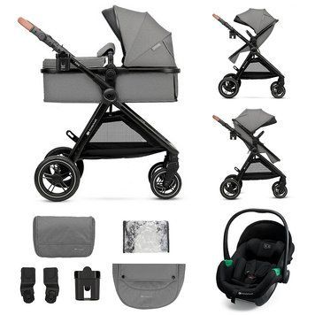 Универсальная коляска 3 в 1 Kinderkraft Esme Pro Gray (KSESME00GRY300N) большие колеса с амортизацией, регулируемая родительская ручка, компактная сборка