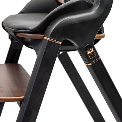 Стульчик для кормления 2в1 ESPIRO ALLURE 11 TIMBER BLACK до 80 кг, 5 уровней регулировки сиденья и подножки, столик со съемным подносом, эко-кожа