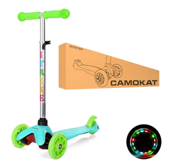 Детский самокат iTrike MINI BB 3-013-4-CM с светящимися колесами мятный
