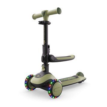 Самокат Kinderkraft Halley 2 Grassland Green (KRHALL02GRE0000) 2в1 з трансформацією у біговел, LED колеса, регулювання сидіння та керма