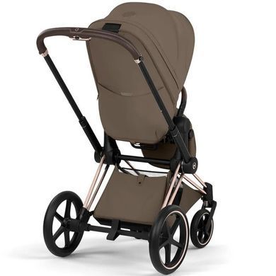 Коляска 2в1 Cybex Priam Style Collection 5.0 Coconut Brown шасі Rosegold з реверсивним блоком, великі колеса, ремені безпеки One Pull, складання люльки з шасі
