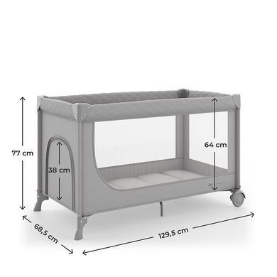 Кровать-манеж Kinderkraft Leody UP Grey (KCLEODUPGRY0000) 2 уровня матраса, боковой вход на молнии, колеса с фиксацией